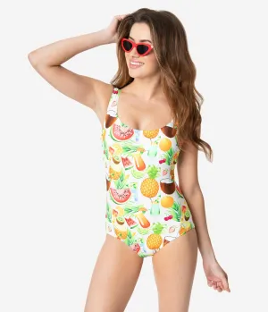 Esther Williams Tropical Sweetie Halter Sheath One Piece Swimsuit