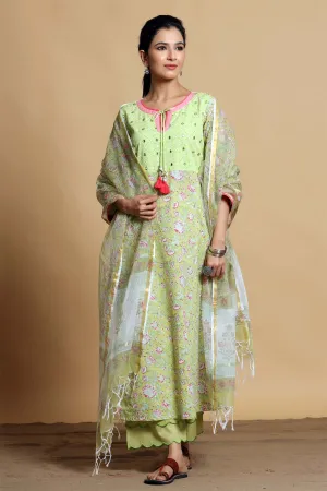 Kurta/Dupatta set in Lime green color