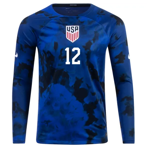 Nike United States Miles Robinson Long Sleeve Away Jersey 22/23 (Bright Blue/White)