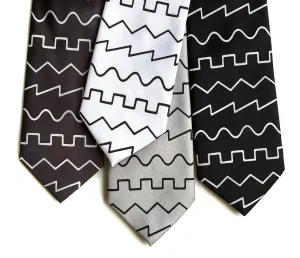 Oscillator Waves necktie. Square, saw, triangle & sine wave tie