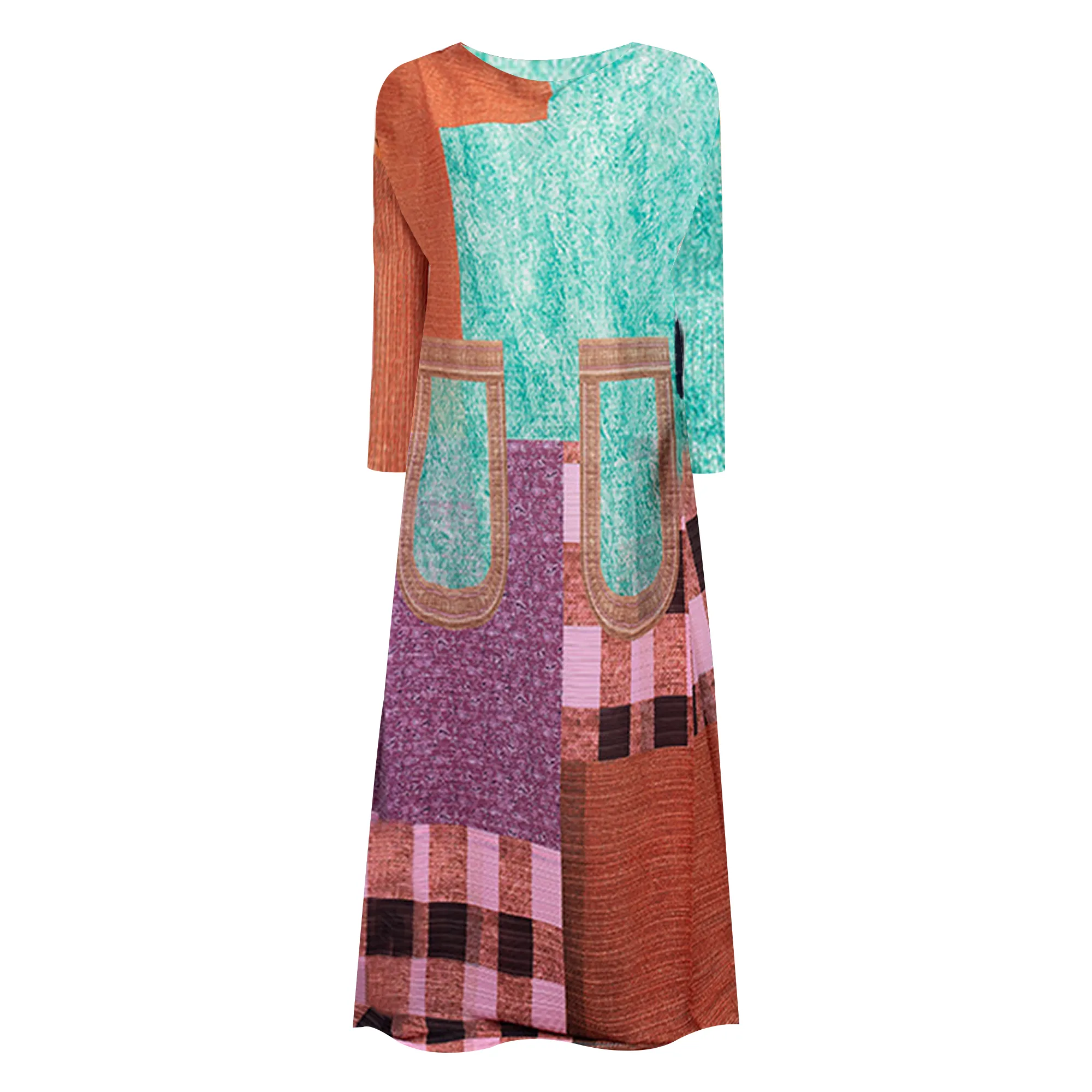 Pre Order:  Plaid Geometric Pleated Dress