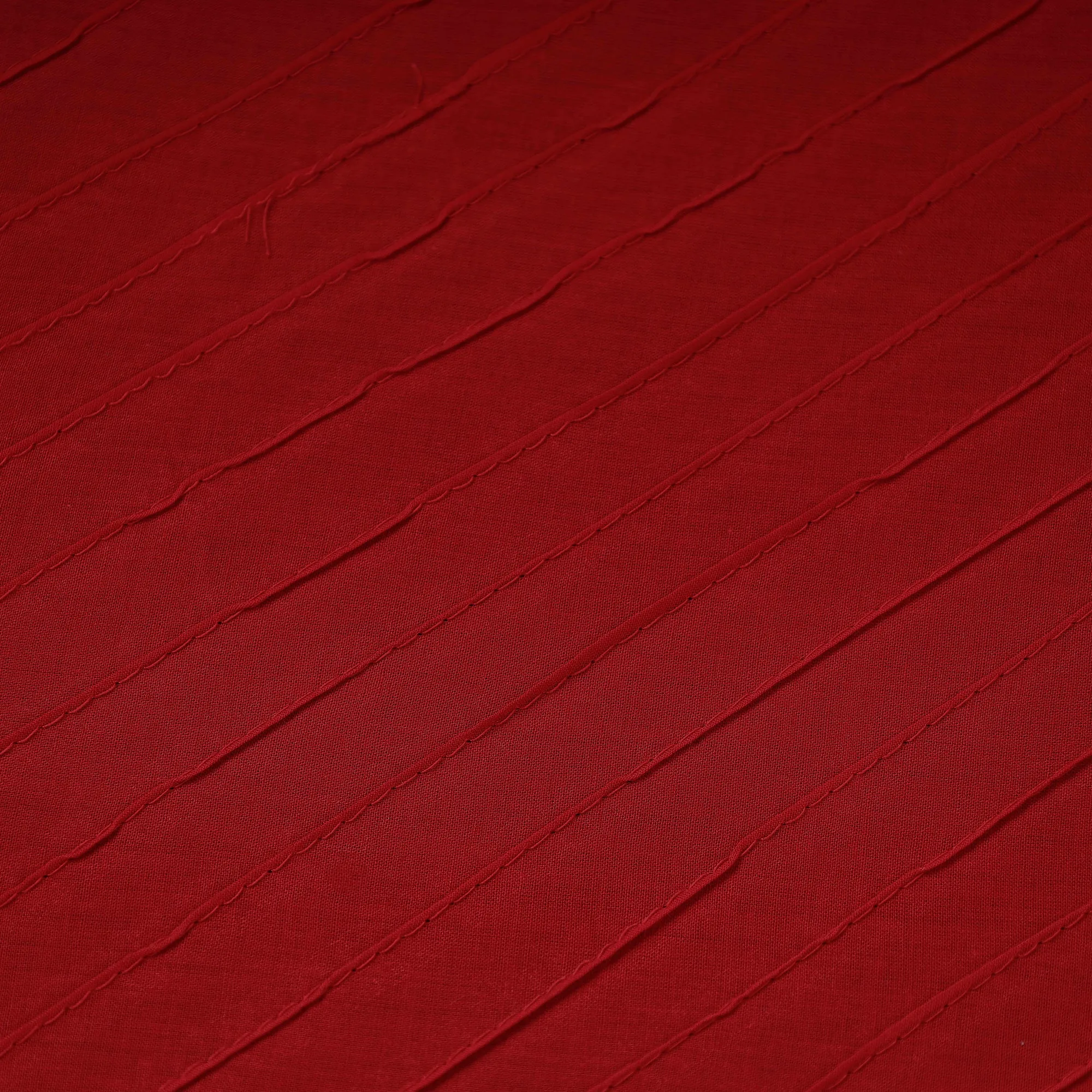 Red Pintuck Plain Pure Cotton Fabric