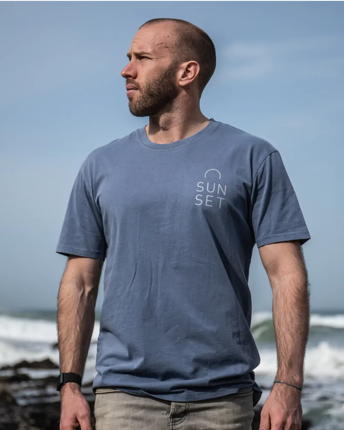 Sunset Surf Mens Tee - Faded Blue (Pre order)