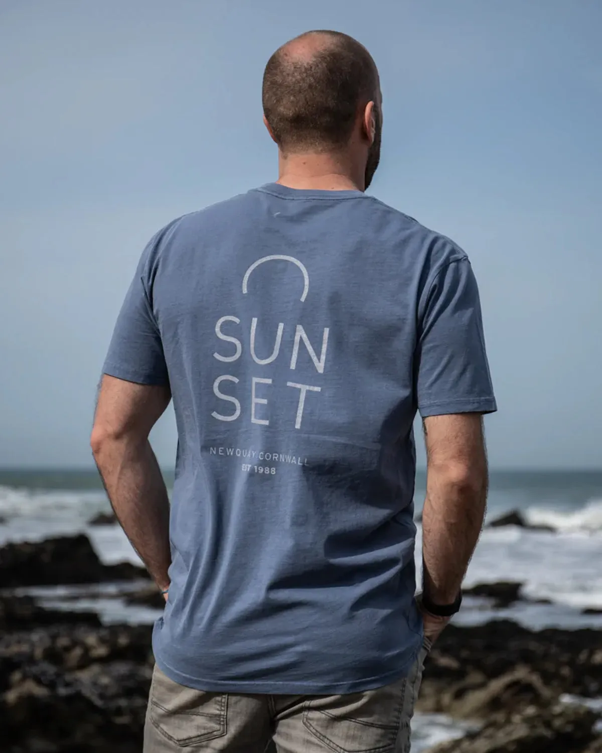 Sunset Surf Mens Tee - Faded Blue (Pre order)